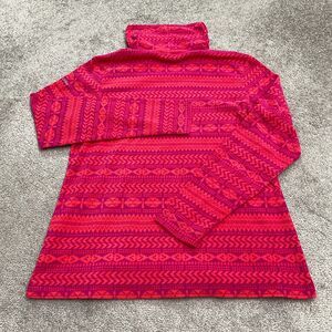 Columbia Glacial Turtleneck Fleece Sweatshirt Women Large Pink Geometric Aztec